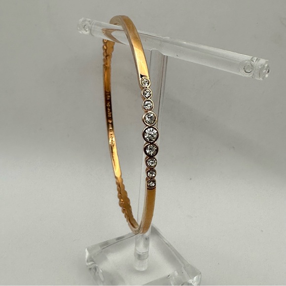 Kate Spade Rose Gold Cubic Zirconia CZ Bangle Bracelet Designer Casual - Picture 1 of 13